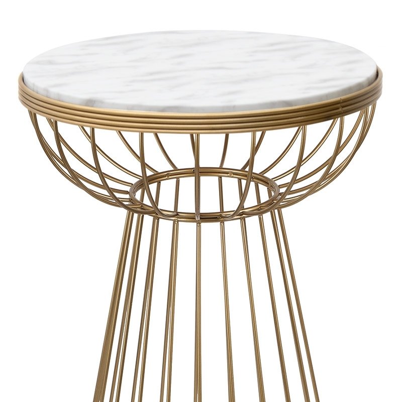 Mantare Megapap metallic - Mdf side table in gold - white marble effect color 35x35x58cm.