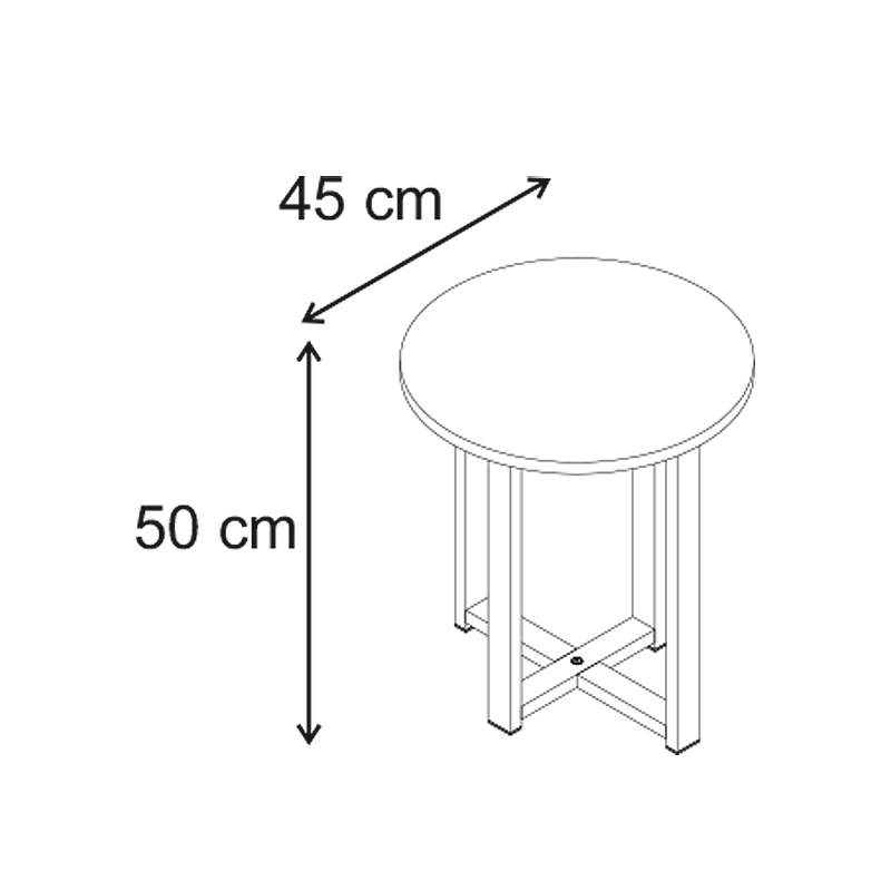 Mesa Megapap melamine side table in sapphire oak color Ø45x50cm.