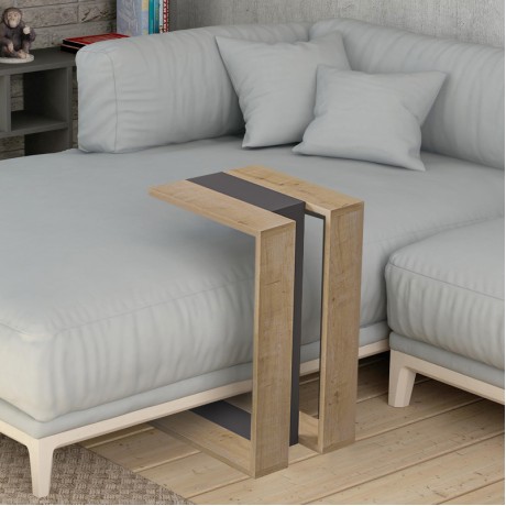 Τραπεζάκι βοηθητικό Muju Megapap χρώμα sapphire oak/ανθρακί 30x40x57εκ.