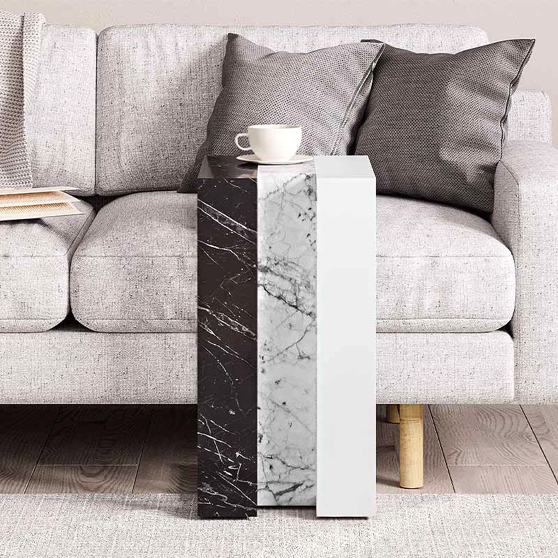 Muju Megapap melamine side table in black/white marble effect - white color 30x40x57cm.