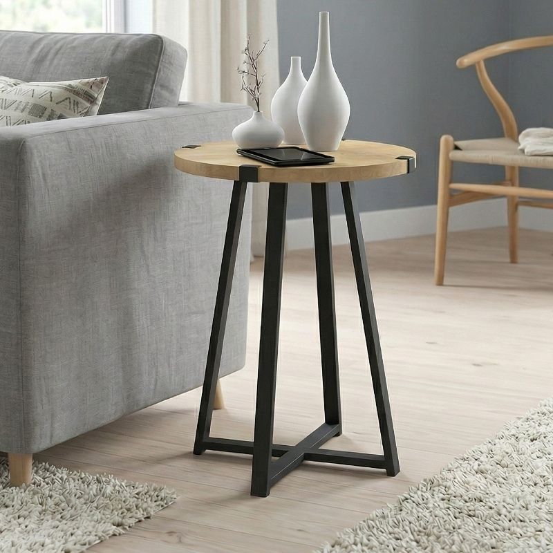 Pedro Megapap metallic - melamine side table in sonoma - anthracite color 44x44x58cm.