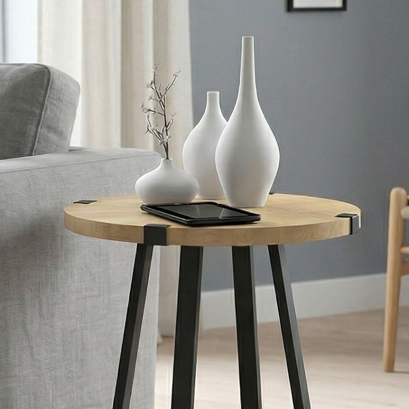 Pedro Megapap metallic - melamine side table in sonoma - anthracite color 44x44x58cm.