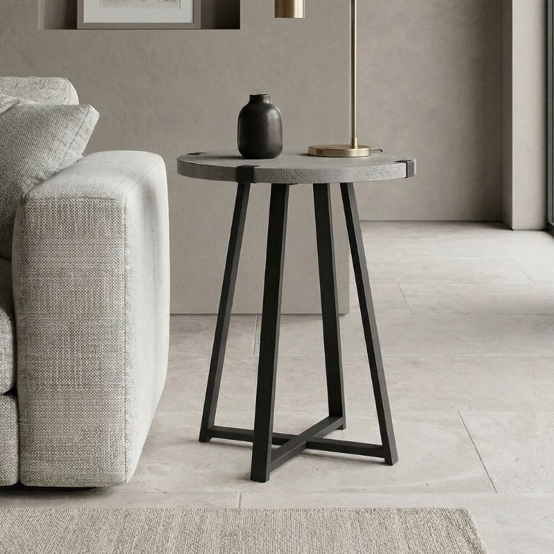 Pedro Megapap metallic - melamine side table in anthracite color 44x44x58cm.