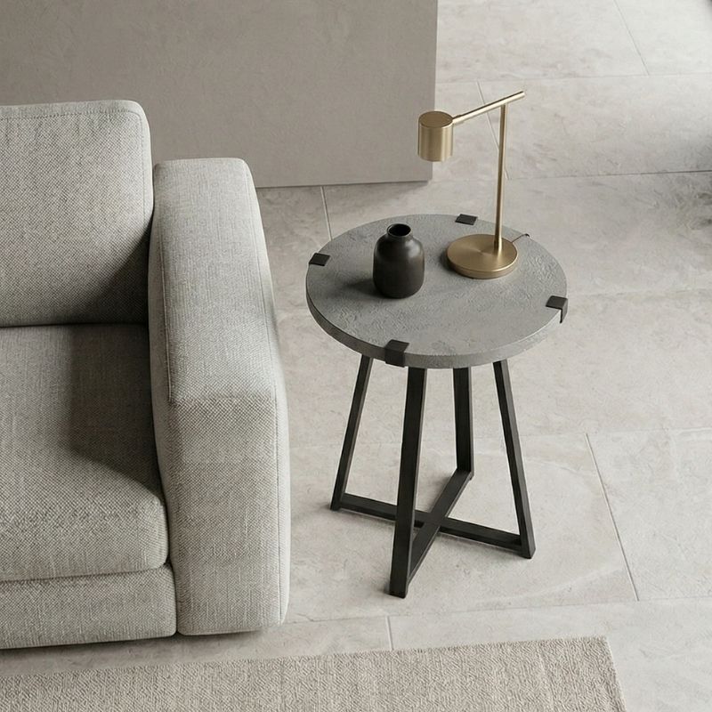 Pedro Megapap metallic - melamine side table in anthracite color 44x44x58cm.