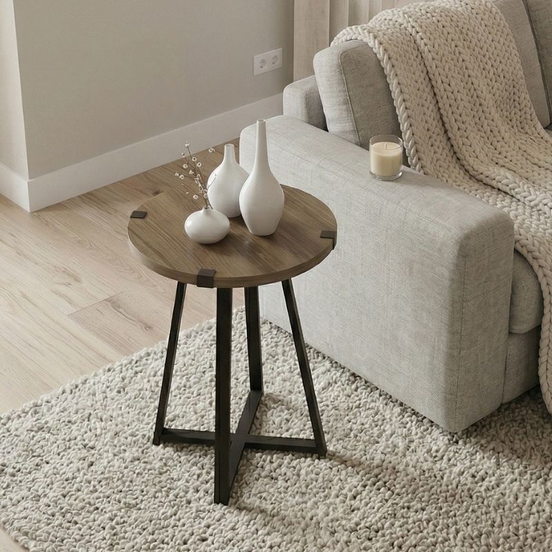 Pedro Megapap metallic - melamine side table in walnut - anthracite color 44x44x58cm.