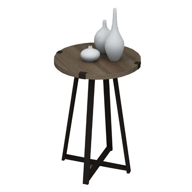 Pedro Megapap metallic - melamine side table in walnut - anthracite color 44x44x58cm.