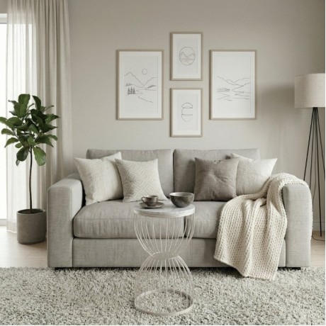 Pino Megapap metallic - Mdf side table in white - white marble effect color 35x35x58cm.