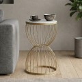 Pino Megapap metallic - Mdf side table in white - golden color 35x35x58cm.