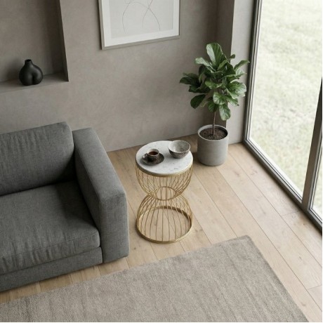 Pino Megapap metallic - Mdf side table in white - golden color 35x35x58cm.