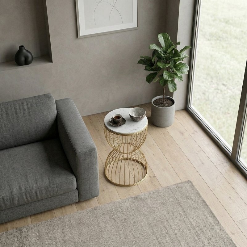 Pino Megapap metallic - Mdf side table in white - golden color 35x35x58cm.