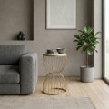 Pino Megapap metallic - Mdf side table in white - golden color 35x35x58cm.