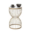 Pino Megapap metallic - Mdf side table in white - golden color 35x35x58cm.