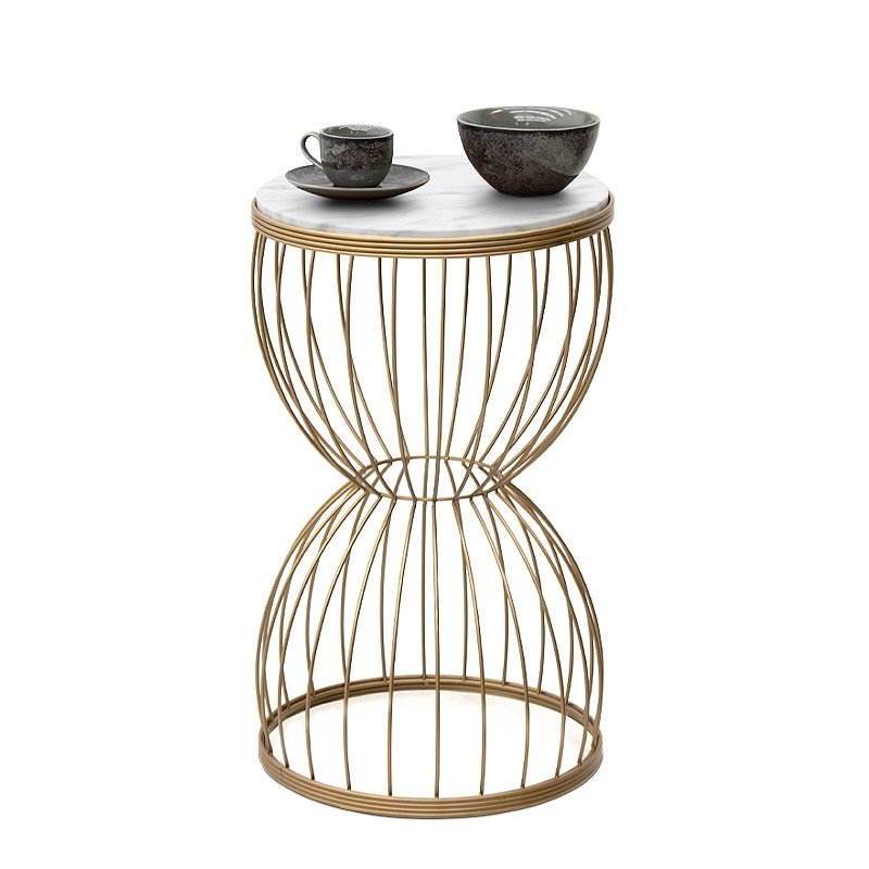 Pino Megapap metallic - Mdf side table in white - golden color 35x35x58cm.