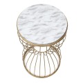 Pino Megapap metallic - Mdf side table in white - golden color 35x35x58cm.