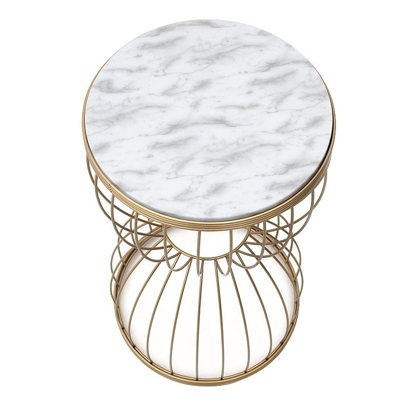 Pino Megapap metallic - Mdf side table in white - golden color 35x35x58cm.