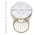 Pino Megapap metallic - Mdf side table in white - golden color 35x35x58cm.
