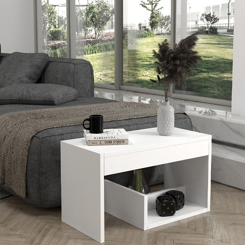 Rosana Megapap melamine side table in white color 35x29,5x60cm.