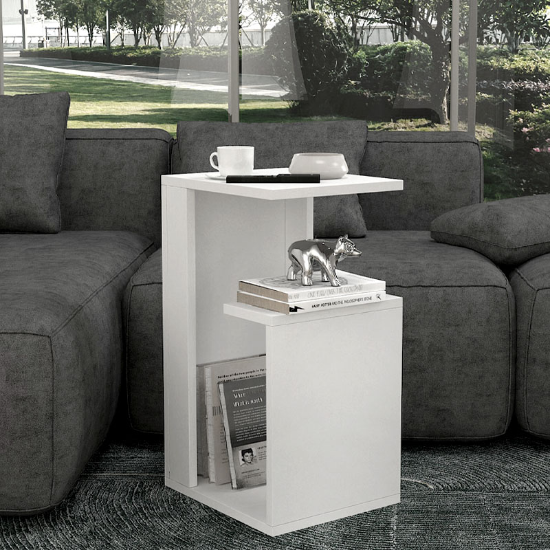 Rosana Megapap melamine side table in white color 35x29,5x60cm.