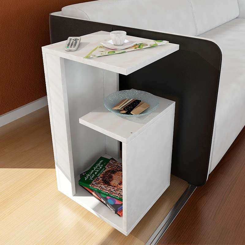 Rosana Megapap melamine side table in white color 35x29,5x60cm.