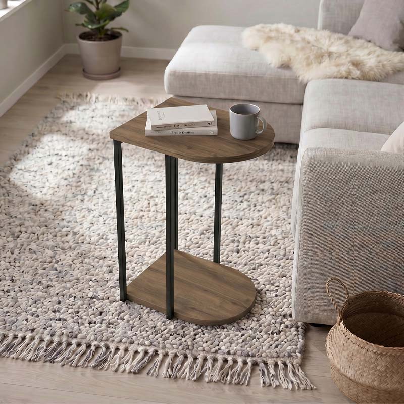 Roya Megapap melamine side table in light walnut color 41.5x32x56cm.