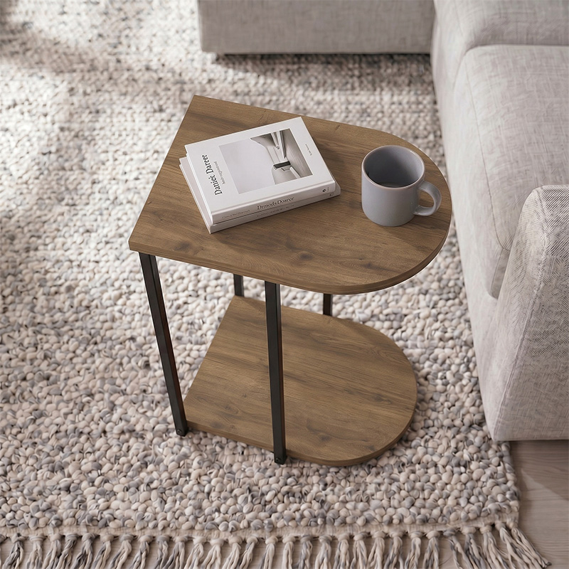 Roya Megapap melamine side table in light walnut color 41.5x32x56cm.