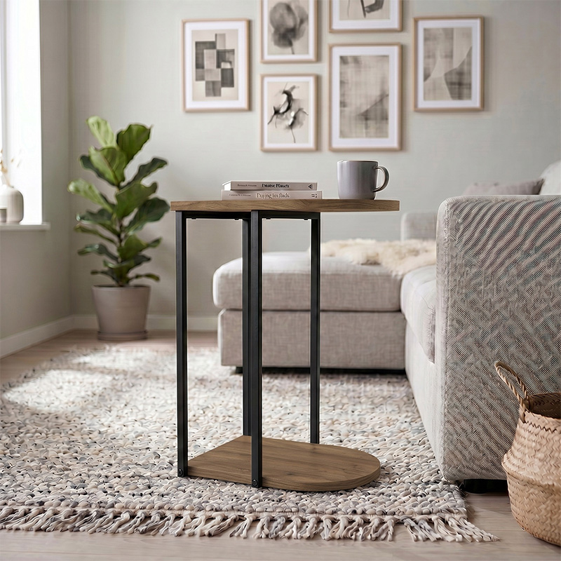 Roya Megapap melamine side table in light walnut color 41.5x32x56cm.