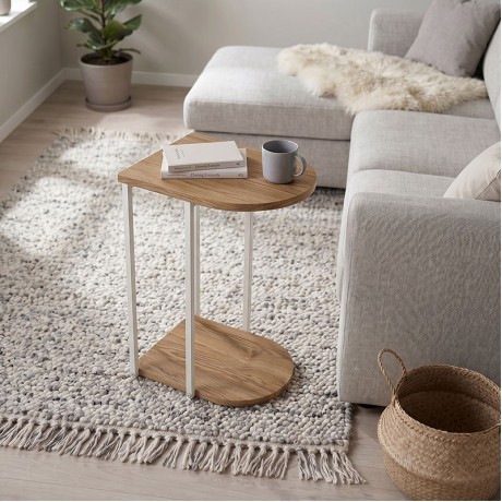 Roya Megapap melamine side table in walnut Ud color 41.5x32x56cm.