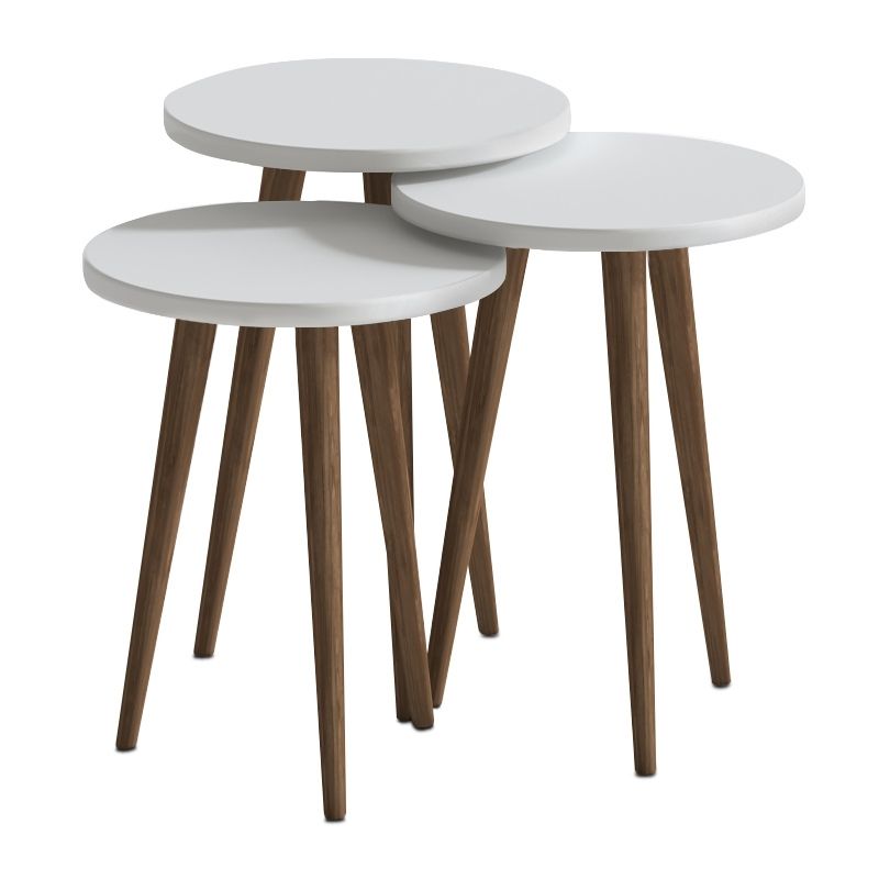 Cruz Megapap melamine side table 3 pieces in white color Ø33x46cm.