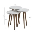 Cruz Megapap melamine side table 3 pieces in white color Ø33x46cm.