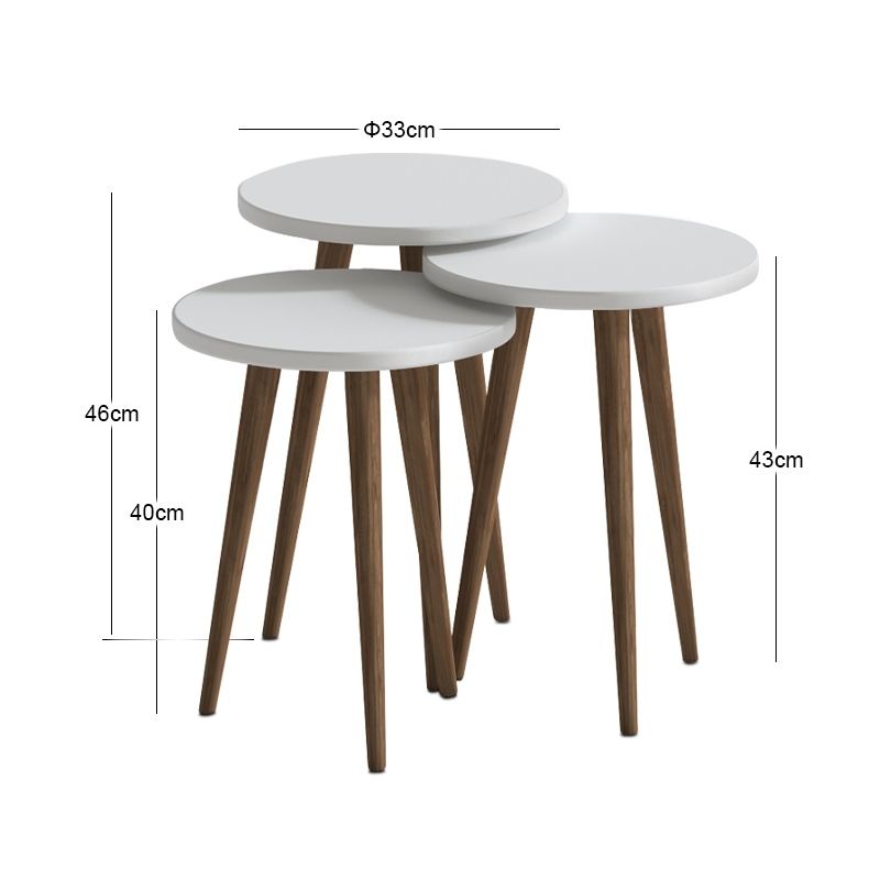 Cruz Megapap melamine side table 3 pieces in white color Ø33x46cm.