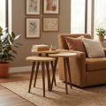 Cruz Megapap melamine side table 3 pieces in sapphire oak color Ø33x46cm.