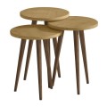 Cruz Megapap melamine side table 3 pieces in sapphire oak color Ø33x46cm.