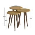 Cruz Megapap melamine side table 3 pieces in sapphire oak color Ø33x46cm.
