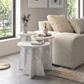 Podel Megapap melamine side table 3 pieces in white marble effect color Ø29,6x52,1cm.