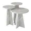 Podel Megapap melamine side table 3 pieces in white marble effect color Ø29,6x52,1cm.