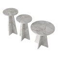Podel Megapap melamine side table 3 pieces in white marble effect color Ø29,6x52,1cm.