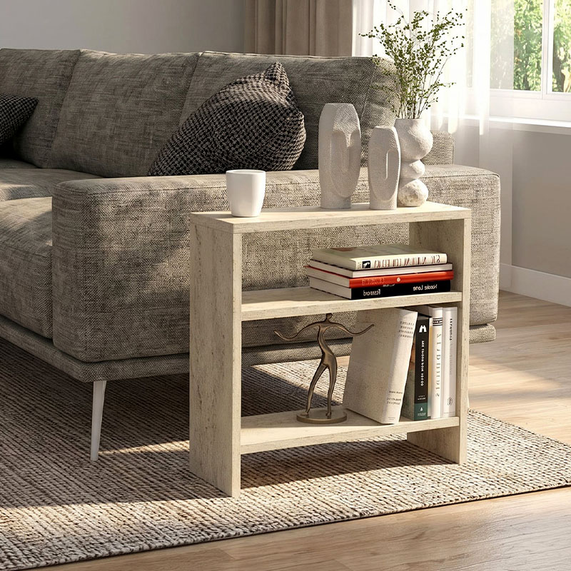 Silvanus Megapap melamine side table in travertine color 51x17,5x49cm.