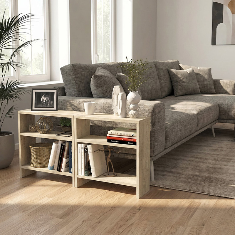 Silvanus Megapap melamine side table in travertine color 51x17,5x49cm.
