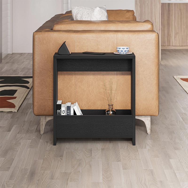 Simpi Megapap melamine side table in black wood color 55x20x60cm.