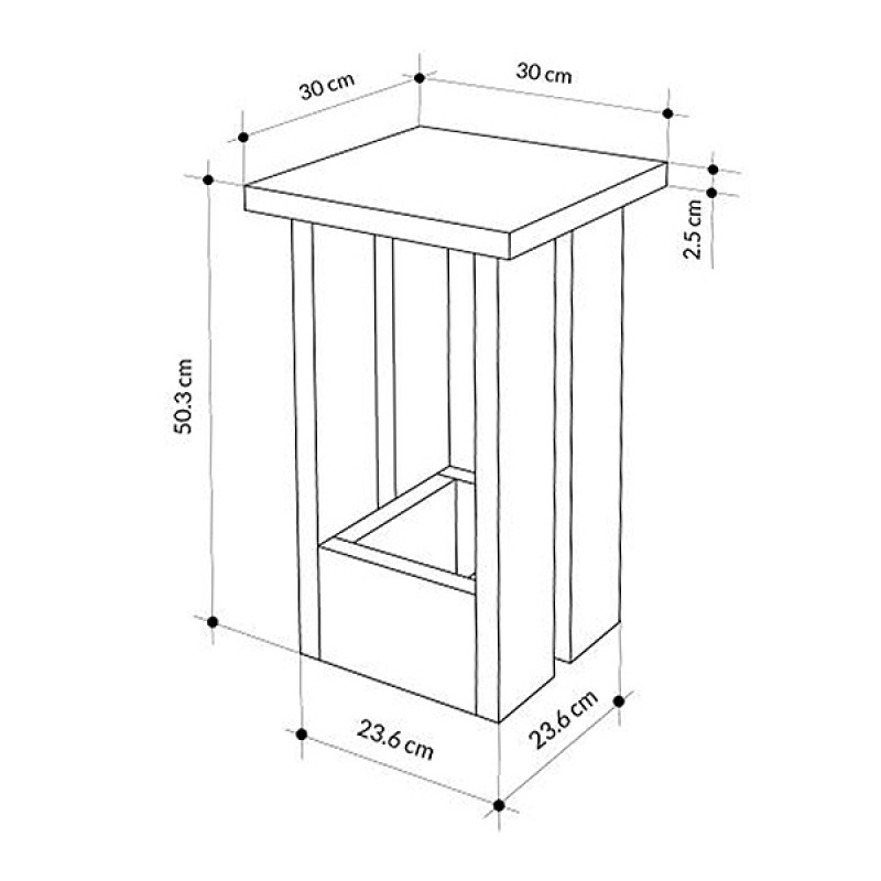 Tasos Megapap melamine side table in sepet oak color 30x30x50.3cm.
