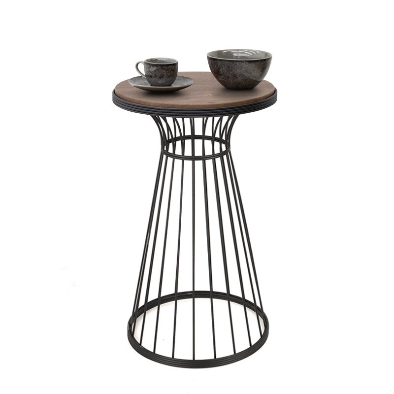 Tekosi Megapap metallic - Mdf side table in walnut - black color 35x35x58cm.