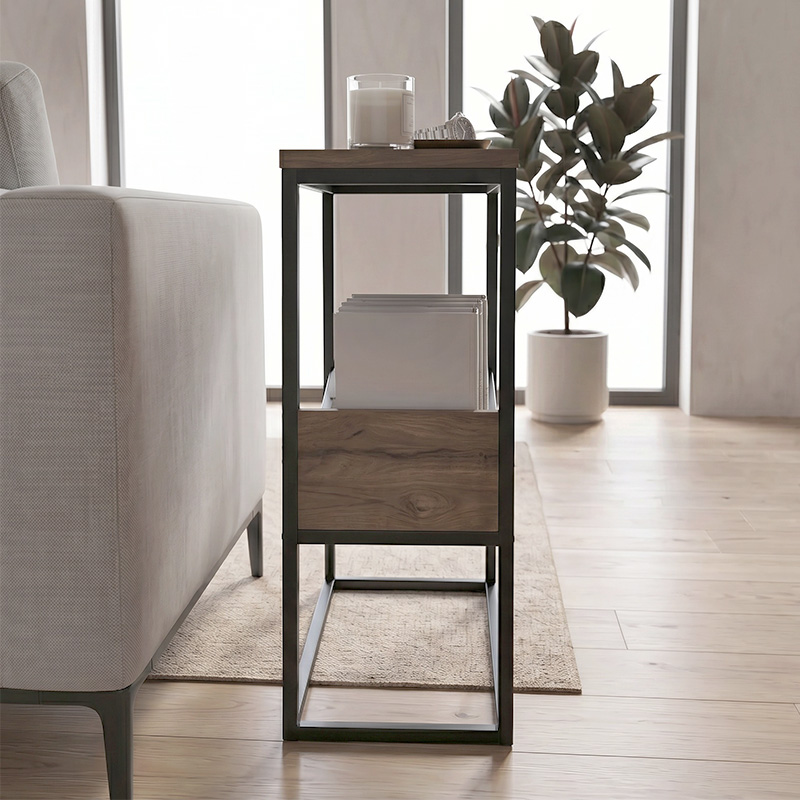 Tenol Megapap melamine side table in light walnut color 55x25x62cm.