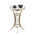 Venezia Megapap metallic - Mdf side table in gold - white marble effect color 35x35x59cm.