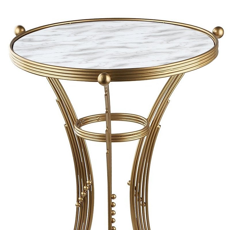 Venezia Megapap metallic - Mdf side table in gold - white marble effect color 35x35x59cm.