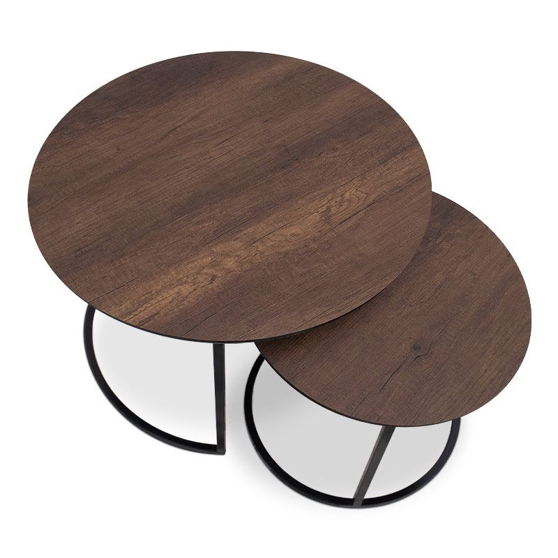 Gary Megapap Mdf/metallic coffee tables in walnut color 65x65x44cm.