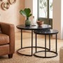 Gary Megapap Mdf/metallic coffee tables in black marble effect color 65x65x44cm.