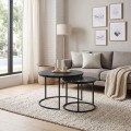Gary Megapap Mdf/metallic coffee tables in black marble effect color 65x65x44cm.