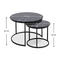 Gary Megapap Mdf/metallic coffee tables in black marble effect color 65x65x44cm.