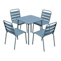 BRIO Slat Set (Table 70x70cm+4 Chairs) Metal Sandy Blue 5415C