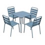 BRIO Slat Set (Table 70x70cm+4 Chairs) Metal Sandy Blue 5415C